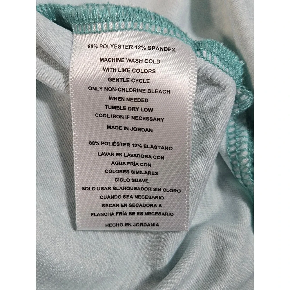 Hickey Freeman Golf Polo Shirt Mens XL Teal Floral Performance Stretch Short Slv